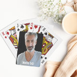 50ste verjaardag jongens man hallo 50 pokerkaarten<br><div class="desc">Kaarten voor een 50e verjaardagsfeestje voor een man. Sjabloon voor Uw foto. Witte letters en tekst: Hallo 50</div>
