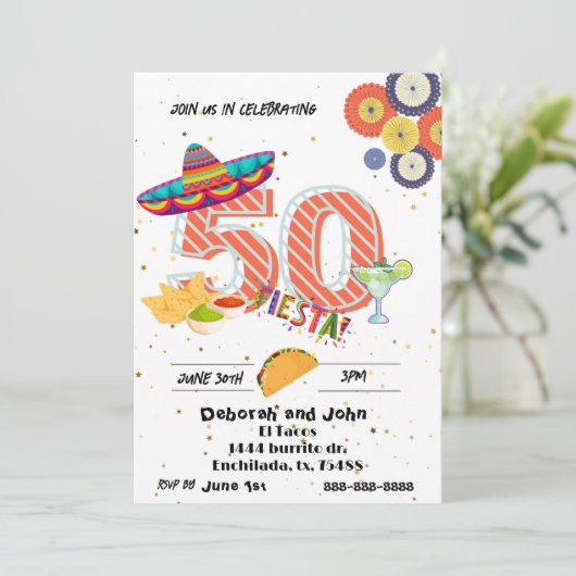 50ste verjaardag kaart (Staand voorkant)