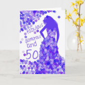 50ste verjaardag Kaart - fabulous, glamoureus en 5 (Gele Bloem)