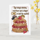 50ste verjaardag Kaart - Humor - Taart (Gele Bloem)