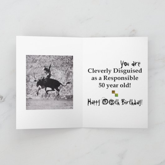 50ste verjaardag Kaart, Rodeo! Kaart (Binnen)