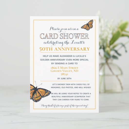 50ste verjaardag kaart shower foto uitnodiging (Staand voorkant)