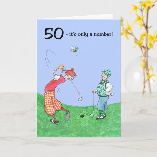 50ste verjaardag Kaart voor een golfer (Gele Bloem)