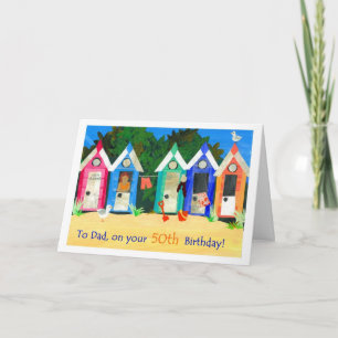 50ste verjaardag Kaart voor een vader - Beach Huts