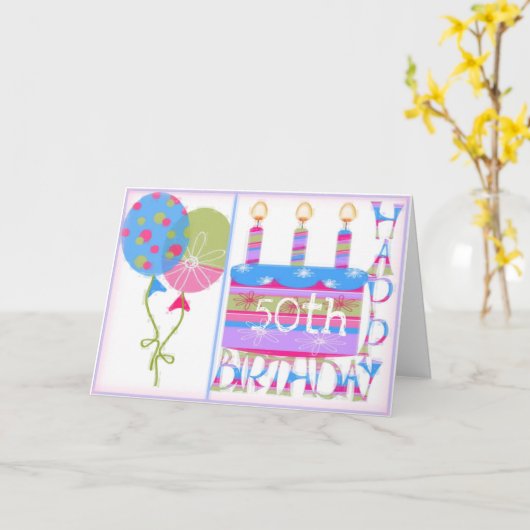 50ste verjaardag Kaart voor vrouwen (Gele Bloem)