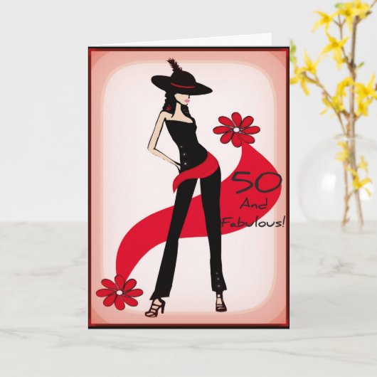 50ste verjaardag Kaart voor vrouwen (Gele Bloem)