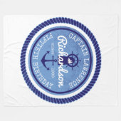 50ste Verjaardag Kapitein Nautical Rope Anchor Fleece Deken (Voorkant (Horizontaal))