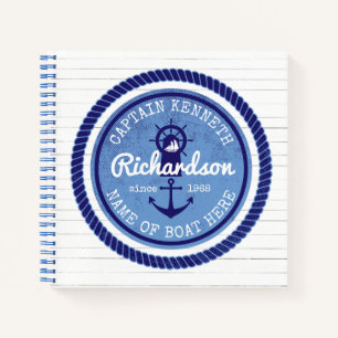 50ste verjaardag kapitein Nautical Rope Anchor Hel Notitieboek