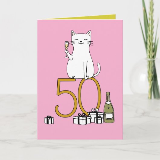 50ste verjaardag kat viering 50 jaar vijftig bedankkaart (Voorkant)