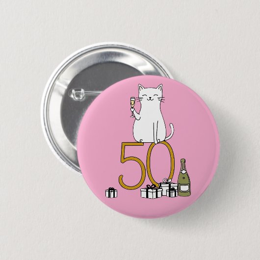 50ste verjaardag kat viering 50 jaar vijftig ronde button 5,7 cm (Voorkant /achterkant)