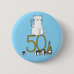 50ste verjaardag kat viering 50 jaar vijftig ronde button 5,7 cm