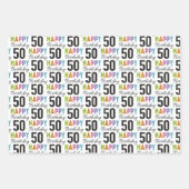50ste verjaardag Kleurrijk Typografie Wrapping Pap Inpakpapier Vel (Voorkant 3)