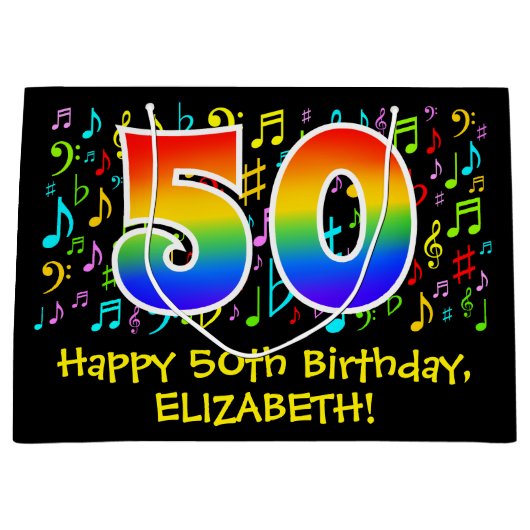 50ste verjaardag - Kleurrijke muziek symbolen, Rai Groot Cadeauzakje (Voorkant)