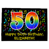 50ste verjaardag - Kleurrijke muziek symbolen, Rai Groot Cadeauzakje (Achterkant)