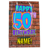 50ste verjaardag: Leuk, Urban Graffiti geïnspireer Medium Cadeauzakje (Voorkant)