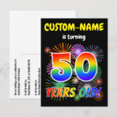 50ste verjaardag - Leuk vuurwerk, Regenboog look " Briefkaart (Voorkant / Achterkant)