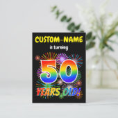 50ste verjaardag - Leuk vuurwerk, Regenboog look " Briefkaart (Staand voorkant)