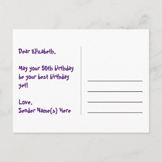 50ste verjaardag - Leuk vuurwerkpatroon + Regenboo Briefkaart (Achterkant)