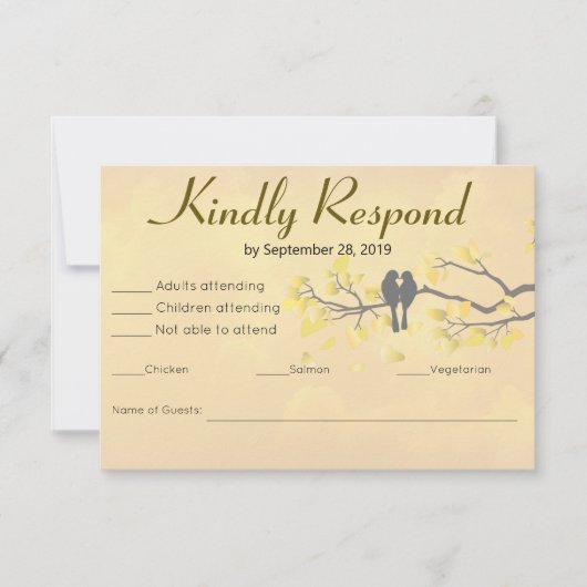 50ste verjaardag Liefdesvogels RSVP Kaartje (Voorkant)