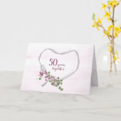 50ste verjaardag lint hart kaart (Gele Bloem)