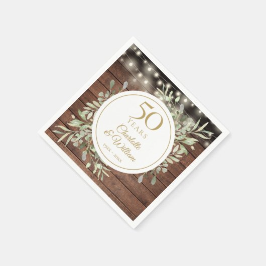 50ste verjaardag Loof Bos houten slingerlichtjes Servet (Hoek)