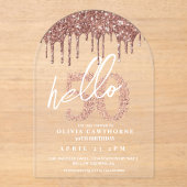 50ste verjaardag Lux Roos Roze Acryl Acryl Uitnodigingen (Voorkant)