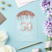 50ste verjaardag Lux Roos Roze Acryl Acryl Uitnodigingen (Insitu (Huwelijk))