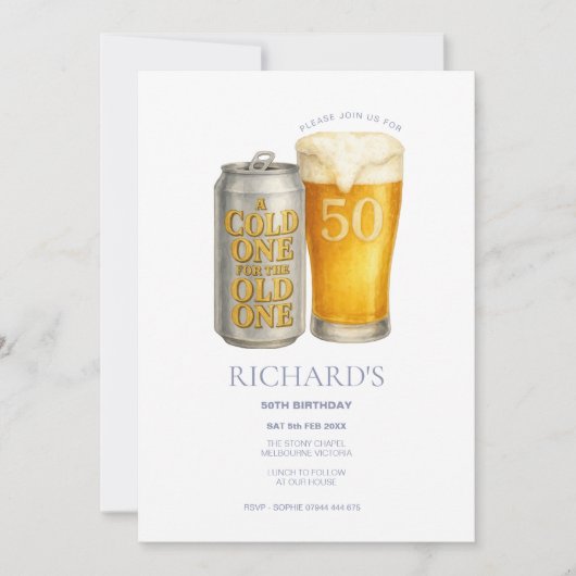 50ste verjaardag Man, koude voor de oude Kaart (Voorkant)