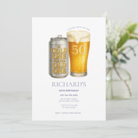 50ste verjaardag Man, koude voor de oude Kaart (Staand voorkant)