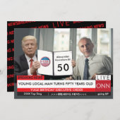 50ste verjaardag 🎙️ Mannen Funny Trump TV Nieuws Kaart (Voorkant / Achterkant)