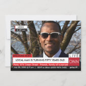 50ste Verjaardag Mannen Grappige TV Nieuws 40ste 6 Kaart (Voorkant)