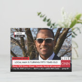 50ste Verjaardag Mannen Grappige TV Nieuws 40ste 6 Kaart (Staand voorkant)