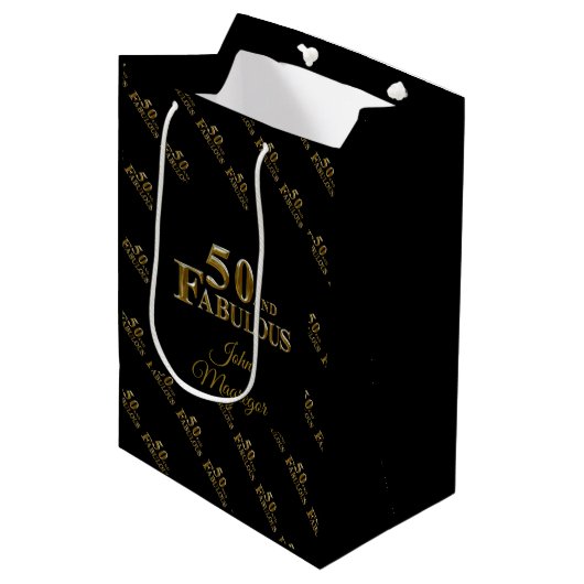 50ste verjaardag  medium cadeauzakje (Voorkant Gekanteld)