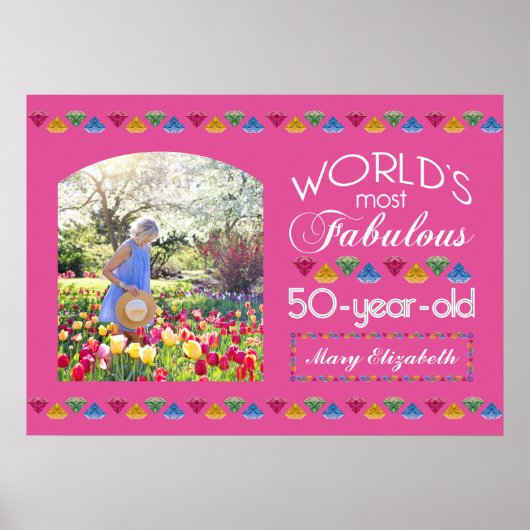 50ste Verjaardag Meest Prachtige Edelstenen Roze U Poster (Voorkant)