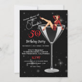 50ste verjaardag meisje in Martini glas Kaart (Voorkant)