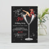 50ste verjaardag meisje in Martini glas Kaart (Staand voorkant)