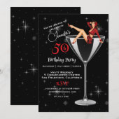 50ste verjaardag meisje in Martini glas Kaart (Voorkant / Achterkant)