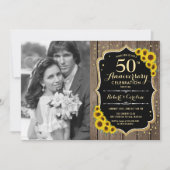 50ste verjaardag met foto - Landelijke zonnebloeme Kaart (Voorkant)