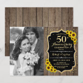50ste verjaardag met foto - Landelijke zonnebloeme Kaart (Voorkant / Achterkant)