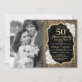 50ste verjaardag met foto - Rustiek hout Kaart (Voorkant)
