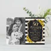 50ste verjaardag met foto - zonnebloemen kaart (Staand voorkant)