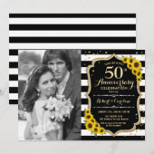 50ste verjaardag met foto - zonnebloemen kaart (Voorkant / Achterkant)