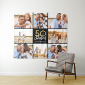 50ste verjaardag moderne zwarte en gouden fotocoll wandkleed (In Situ (horizontaal))