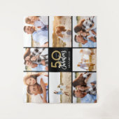 50ste verjaardag moderne zwarte en gouden fotocoll wandkleed (Voorkant)