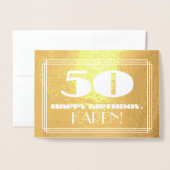 50ste verjaardag: naam + Art Deco geïnspireerd loo Folie Kaarten (Voorkant met envelop)