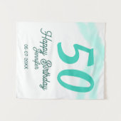 50ste verjaardag naam datum jaar groen pastel vet wandkleed (Voorkant (horizontaal))