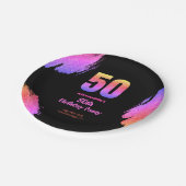 50ste verjaardag Neon Pink Glitter Party Papieren Bordje (Gekanteld)