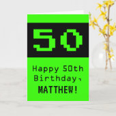 50ste verjaardag: Nerdy / Geeky stijl "50" en naam Kaart (Gele Bloem)