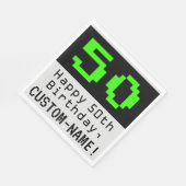 50ste verjaardag - Nerdy / Geeky stijl "50" & naam Servet (Hoek)