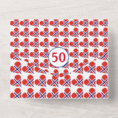 50ste verjaardag Noorse hartvlag rood All In One Uitnodiging (Achterkant)